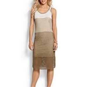 Tommy Bahama Sz L Boho Tan Crochet 2-Piece Summer Beach Vacation Sexy Dress